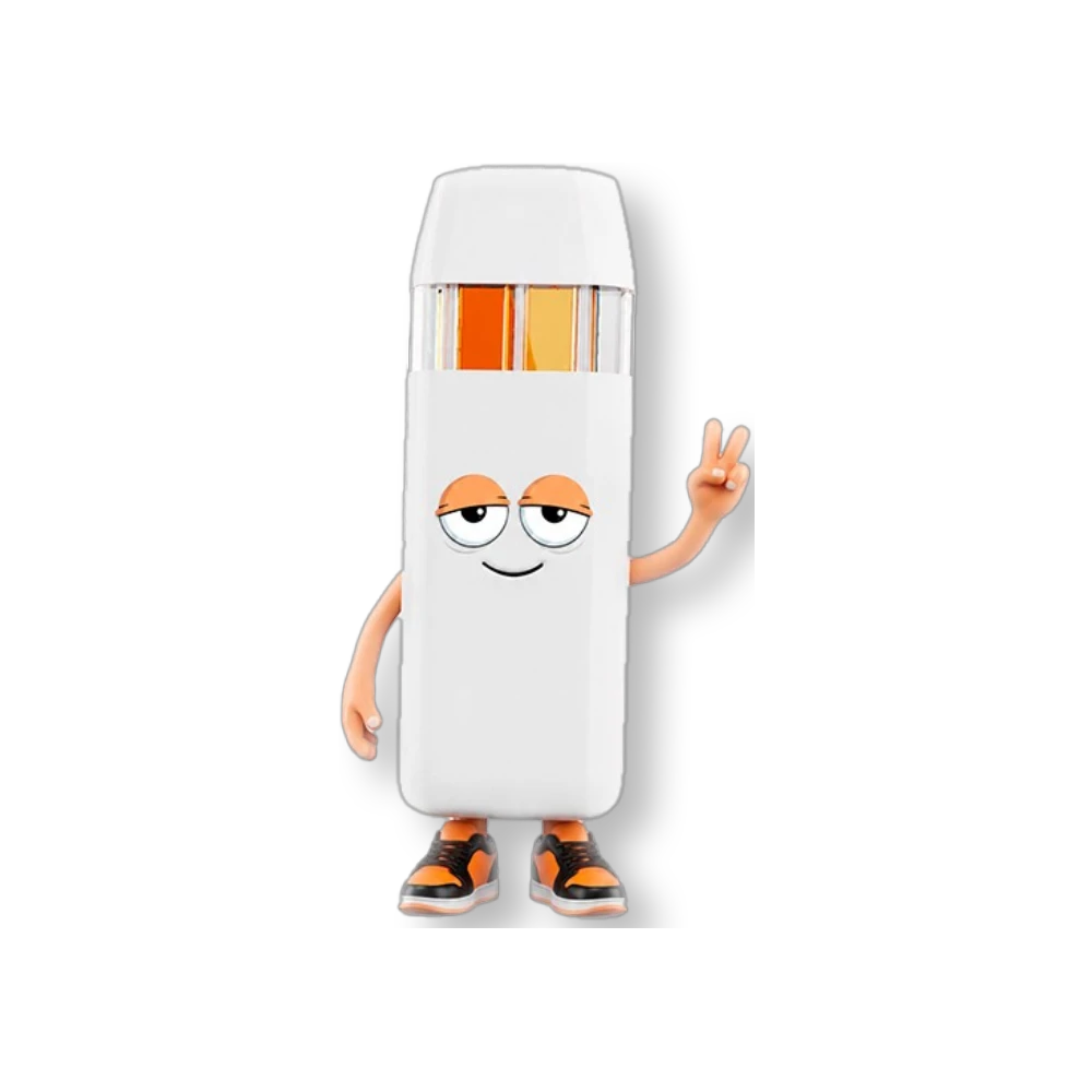 Figura coleccionable naranja de Flavor VIP con diseño de personaje animado, estilo urbano y zapatillas deportivas