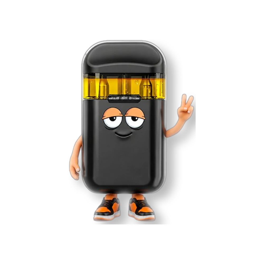 Figura coleccionable naranja de Flavor VIP con diseño de personaje tipo cápsula, ojos expresivos y zapatillas deportivas