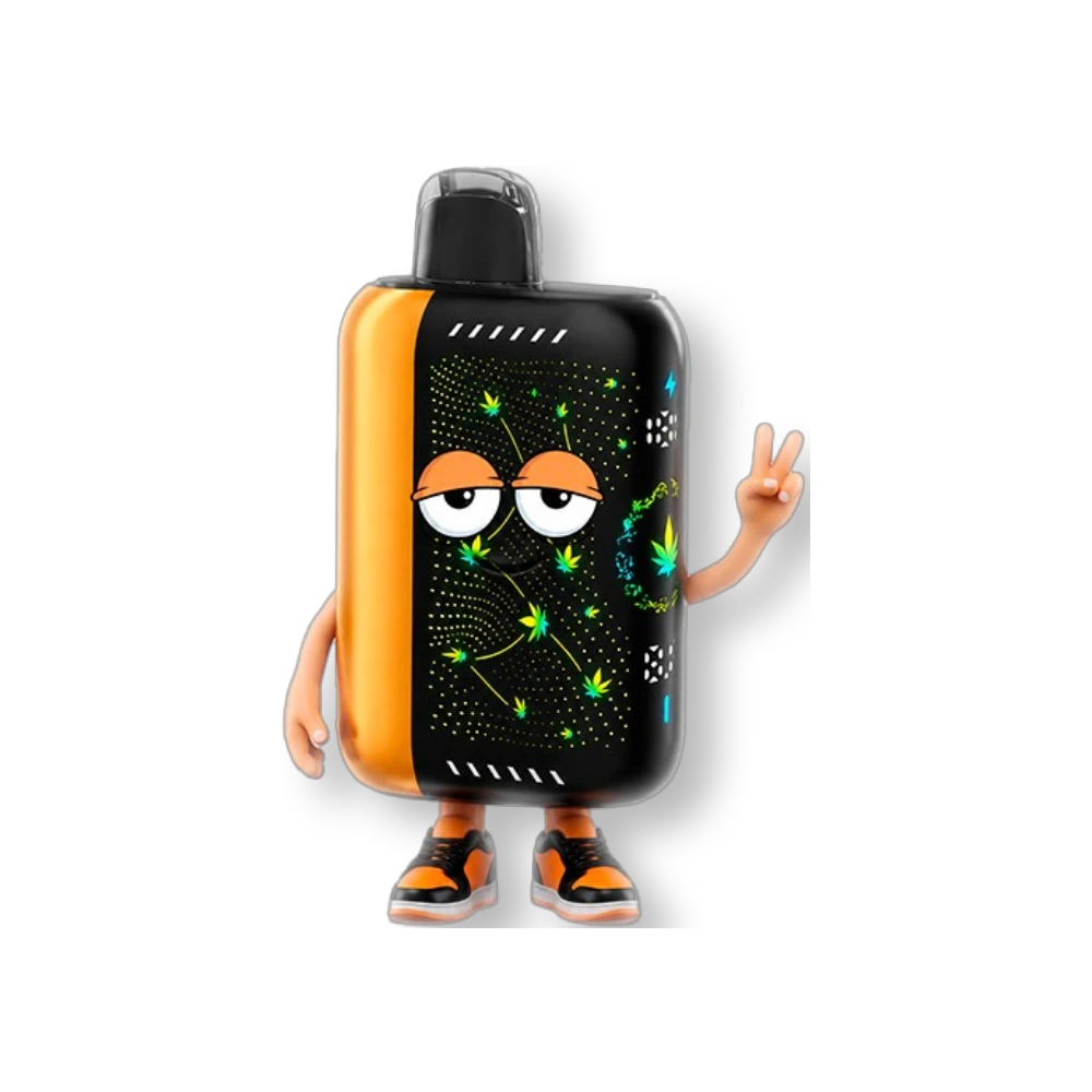 Figura coleccionable naranja Flavor VIP Pulse X 5K con diseño de personaje animado y zapatillas deportivas