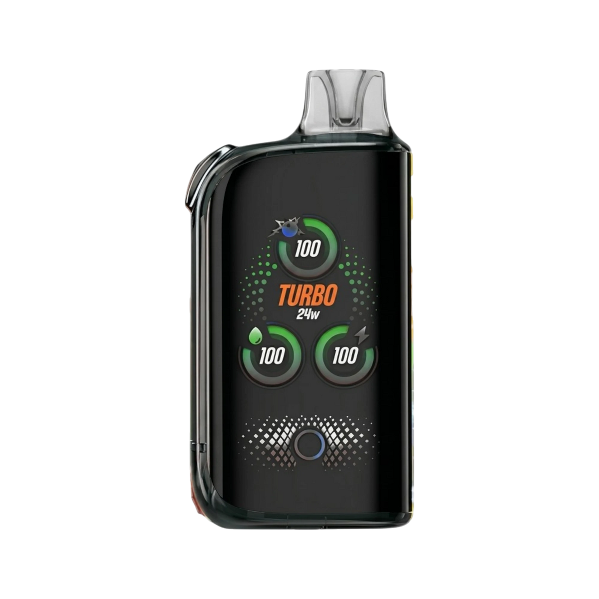 Flavor VIP WAKA BURTS 36K disposable vape with a black finish, digital display, and vibrant smoke-effect graphics.